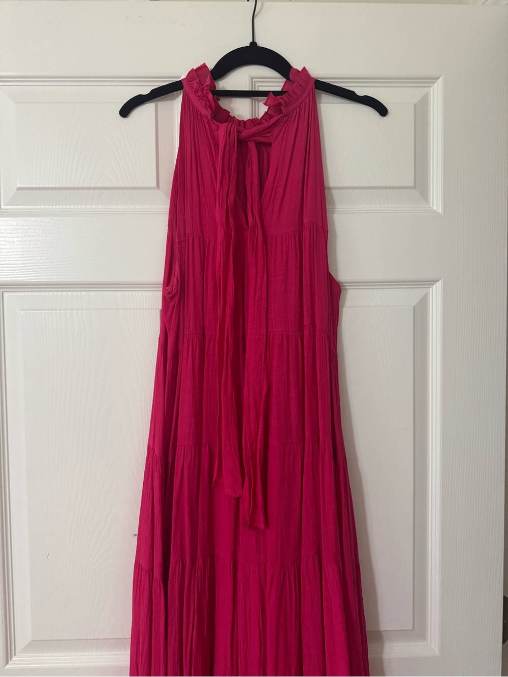 entro Hot Pink Sleeveless Tiered Maxi Dress - Picture 4 of 5